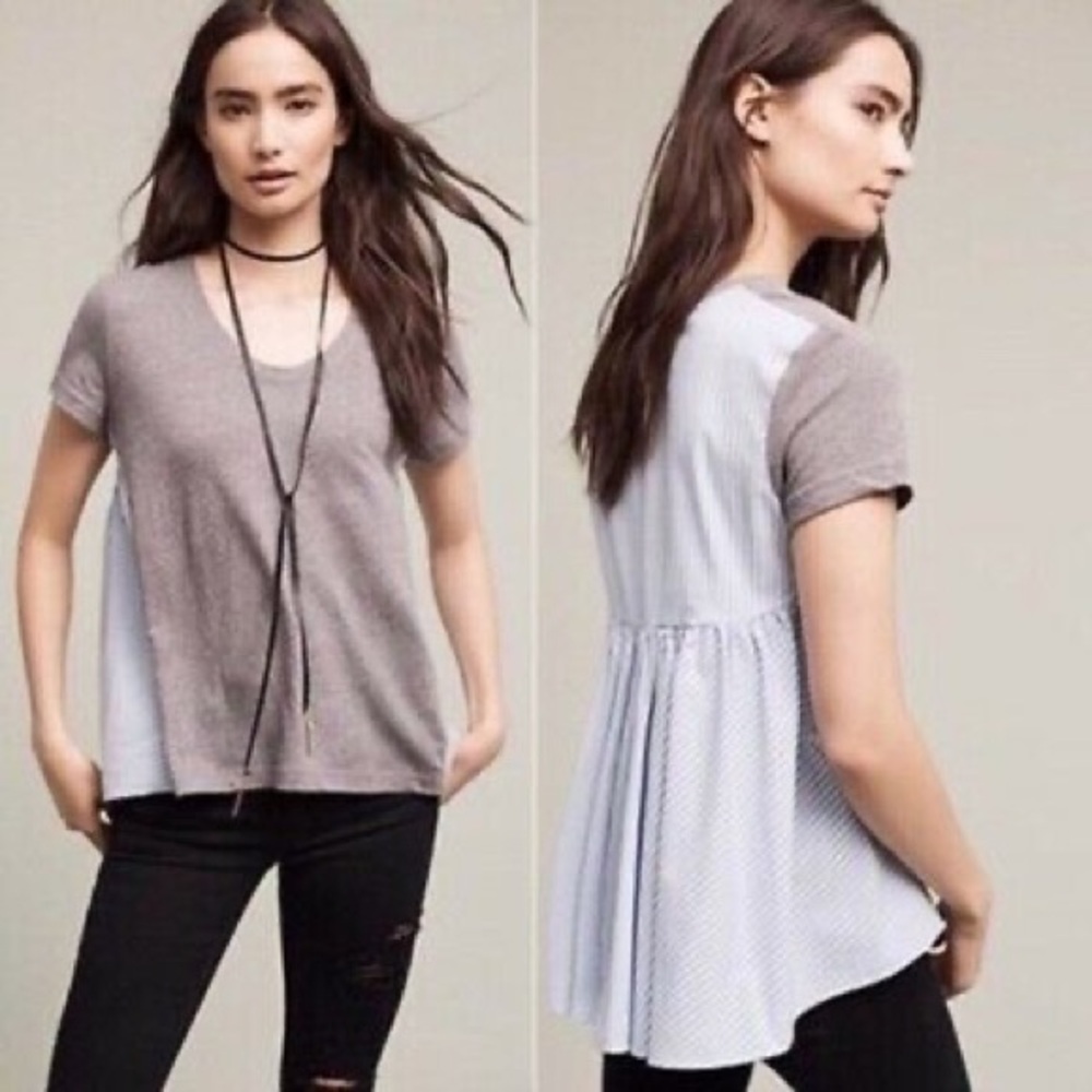 Anthropologie Deletta Callisto Grey Striped Tee‎
